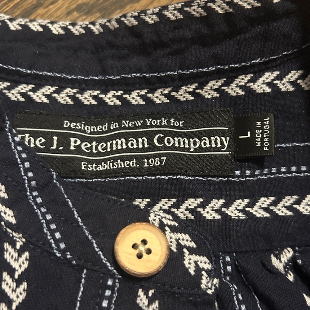 J Peterman 100% Light Blue Jefferson Shirt L/S Large View 5